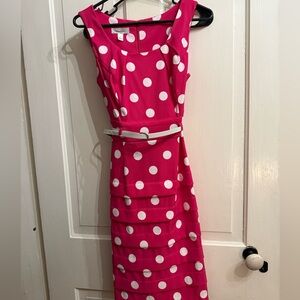 dressbarn Fuchsia Polka Dot Midi Dress